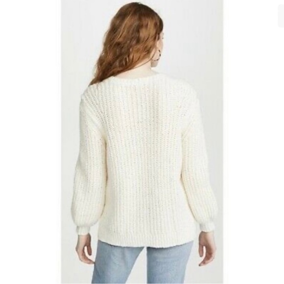 Frame Cotton Chunky Knit Balloon Sleeve Sweater Off White - Picture 3 of 9